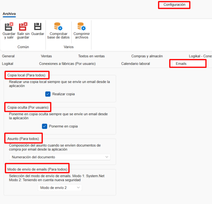 configuracion email