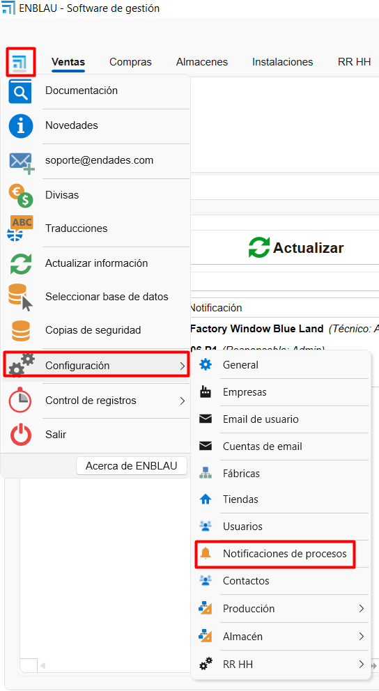 Configuración de notificaciones
