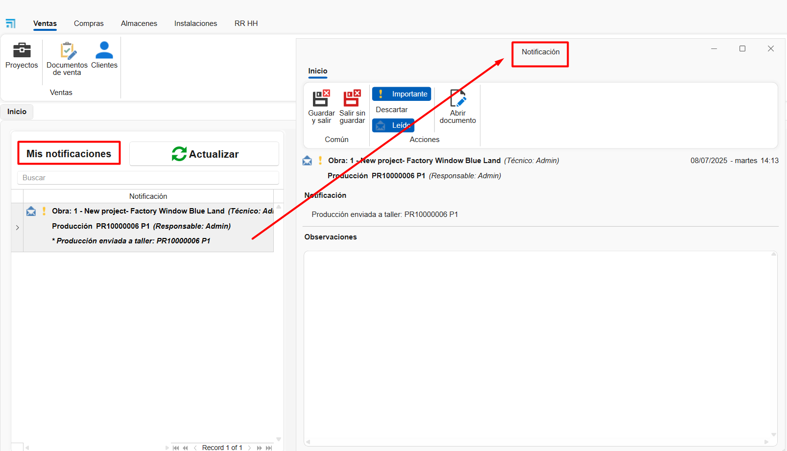 Notificaciones en ENBLAU y enSITE
