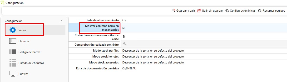 barra mecanizados