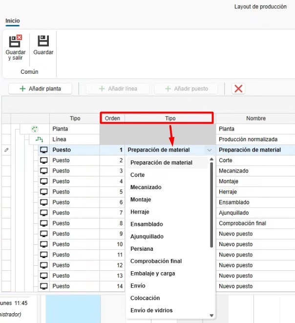 Configuración de puesto