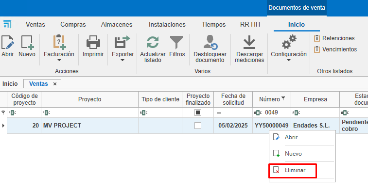 Eliminar factura