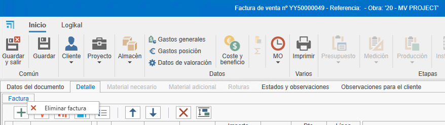 Eliminar factura