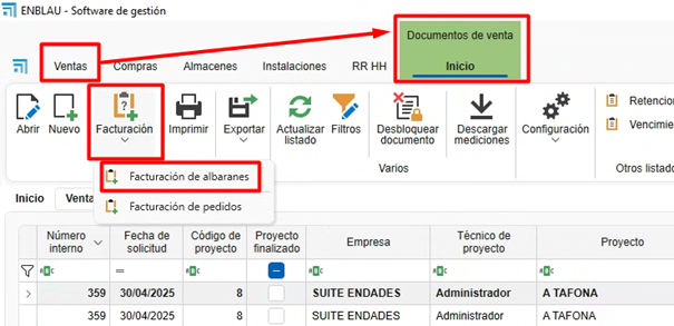 Facturacion Albaranes compra