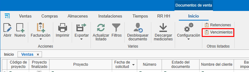 Filtrar vencimiento