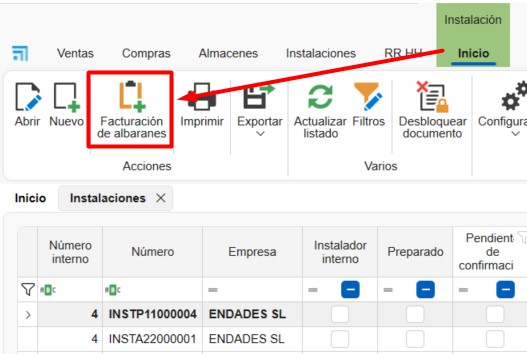 Albarán de instalación