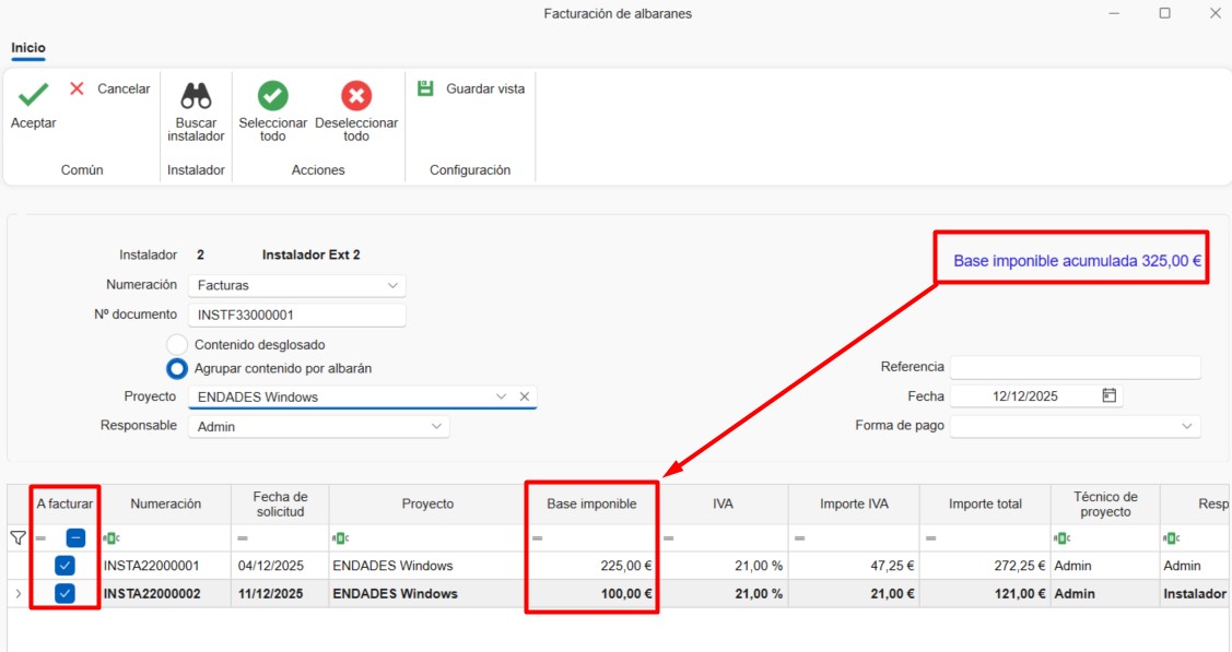 Albarán de instalación