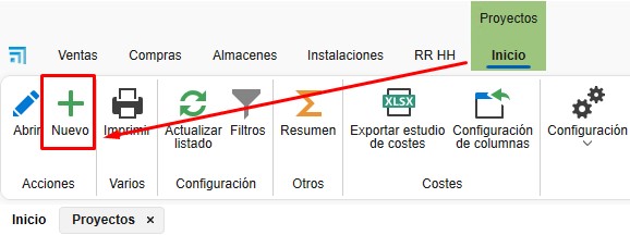 Nuevo proyecto