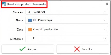 Devolver producto terminado