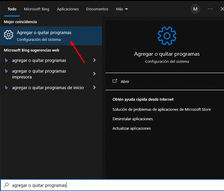 Agregar o quitar programas